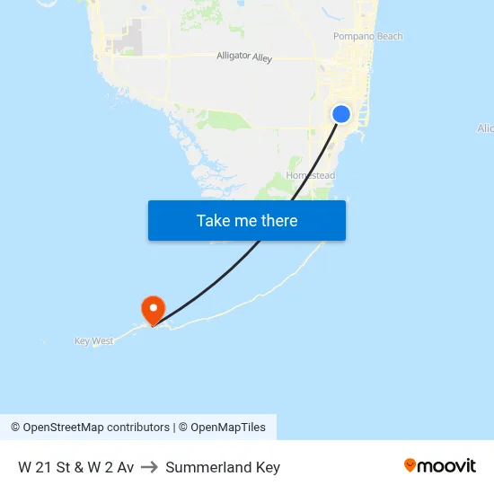 W 21 St & W 2 Av to Summerland Key map