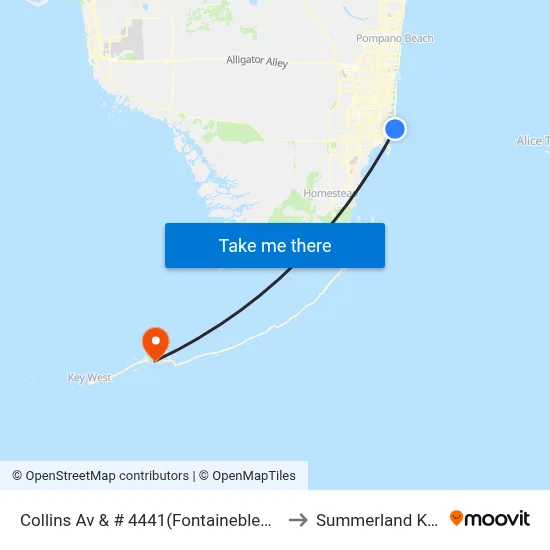 Collins Av & # 4441(Fontainebleau) to Summerland Key map