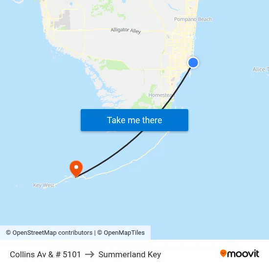Collins Av & # 5101 to Summerland Key map