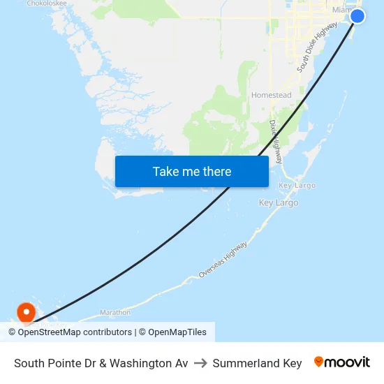 South Pointe Dr & Washington Av to Summerland Key map