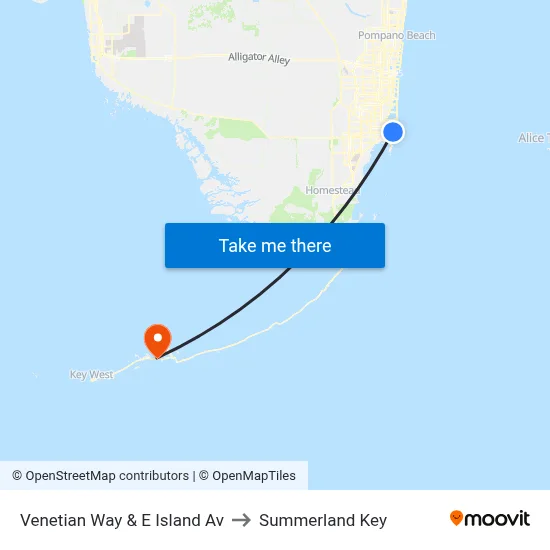 Venetian Way & E Island Av to Summerland Key map