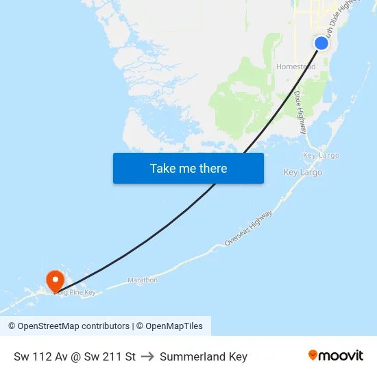 Sw 112 Av @ Sw 211 St to Summerland Key map