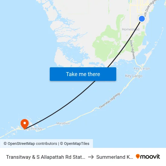 Transitway & S Allapattah Rd Station to Summerland Key map