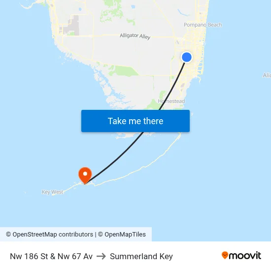Nw 186 St & Nw 67 Av to Summerland Key map