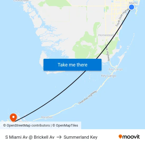 S Miami Av @ Brickell Av to Summerland Key map
