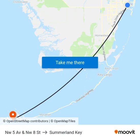 Nw 5 Av & Nw 8 St to Summerland Key map