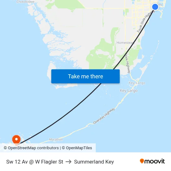 Sw 12 Av @ W Flagler St to Summerland Key map