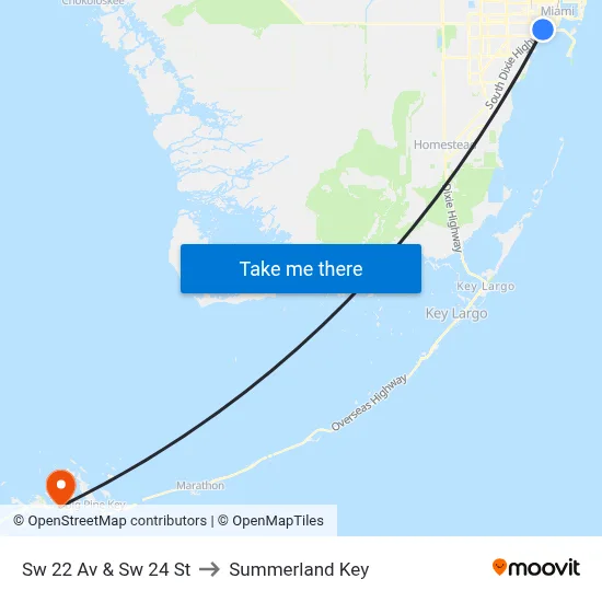 Sw 22 Av & Sw 24 St to Summerland Key map