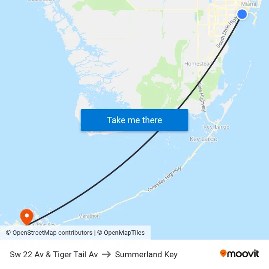 Sw 22 Av & Tiger Tail Av to Summerland Key map