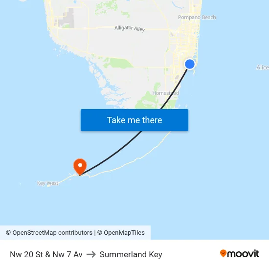 Nw 20 St & Nw 7 Av to Summerland Key map