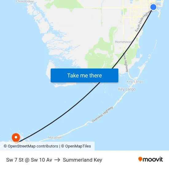 Sw 7 St @ Sw 10 Av to Summerland Key map