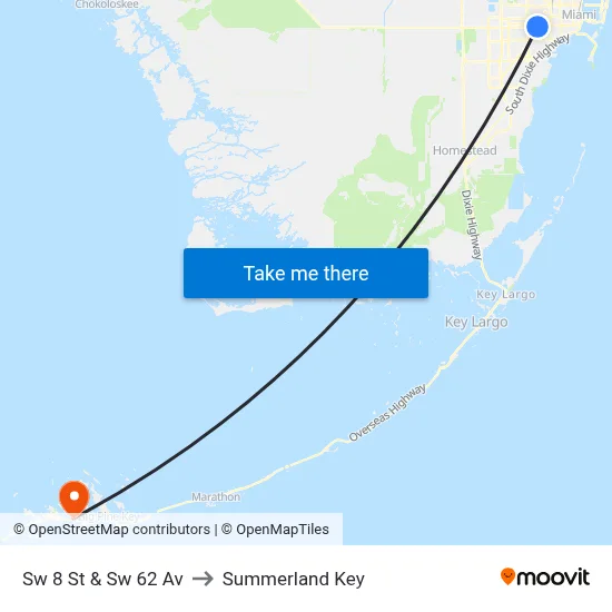 Sw 8 St & Sw 62 Av to Summerland Key map