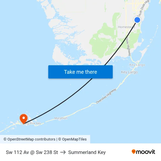 Sw 112 Av @ Sw 238 St to Summerland Key map