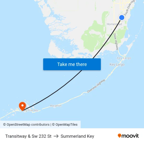 Transitway & Sw 232 St to Summerland Key map