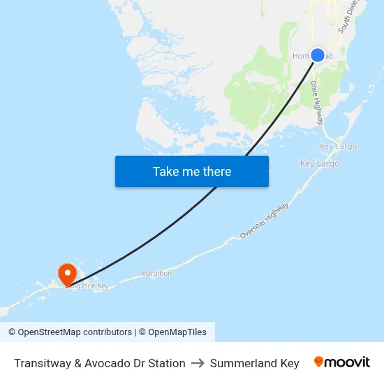 Transitway & Avocado Dr Station to Summerland Key map