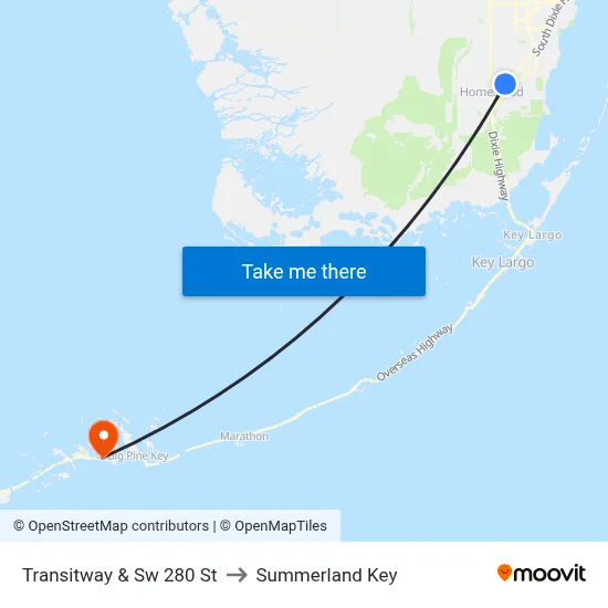 Transitway & Sw 280 St to Summerland Key map