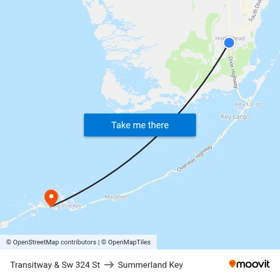 Transitway & Sw 324 St to Summerland Key map