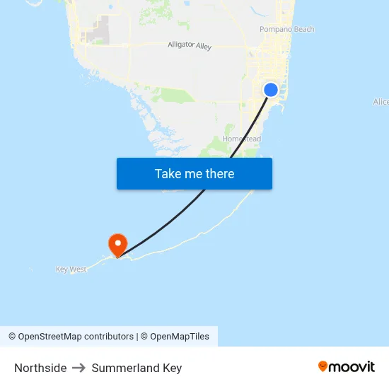 Northside to Summerland Key map