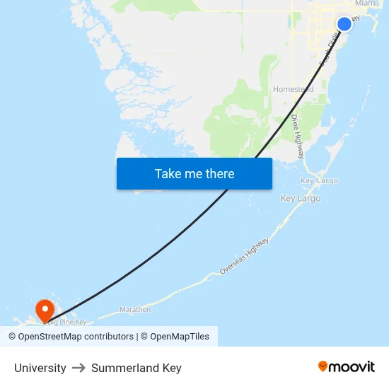 University to Summerland Key map