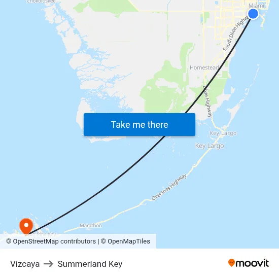 Vizcaya to Summerland Key map