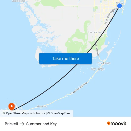 Brickell to Summerland Key map