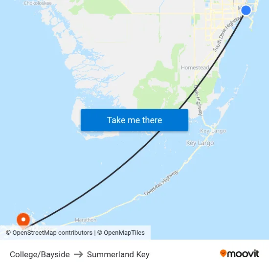 College/Bayside to Summerland Key map