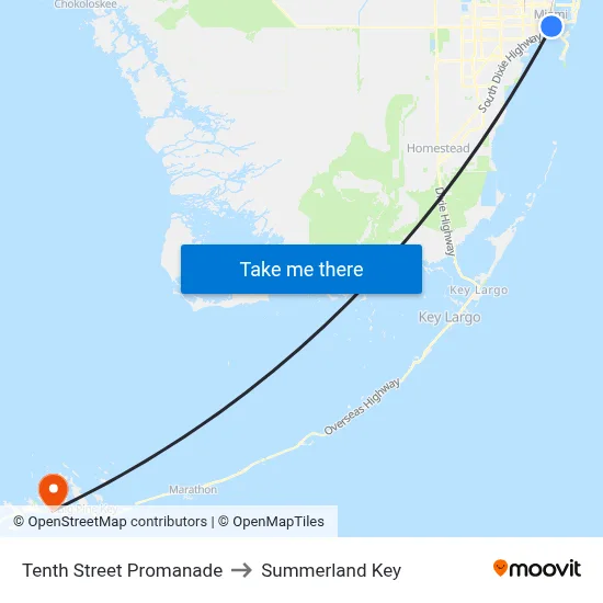 Tenth Street Promanade to Summerland Key map