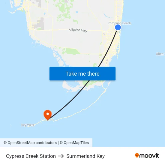 Cypress Creek Station to Summerland Key map