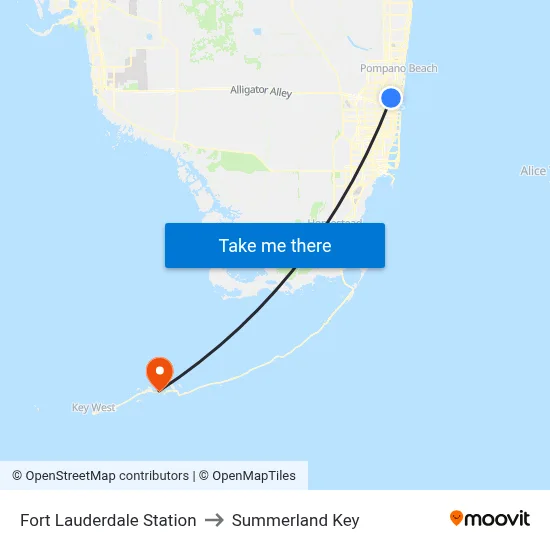 Fort Lauderdale Station to Summerland Key map