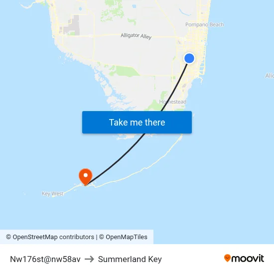 Nw176st@nw58av to Summerland Key map