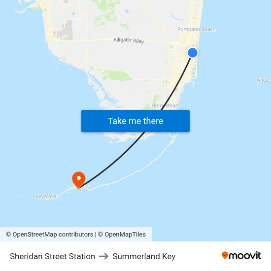 Sheridan Street Station to Summerland Key map