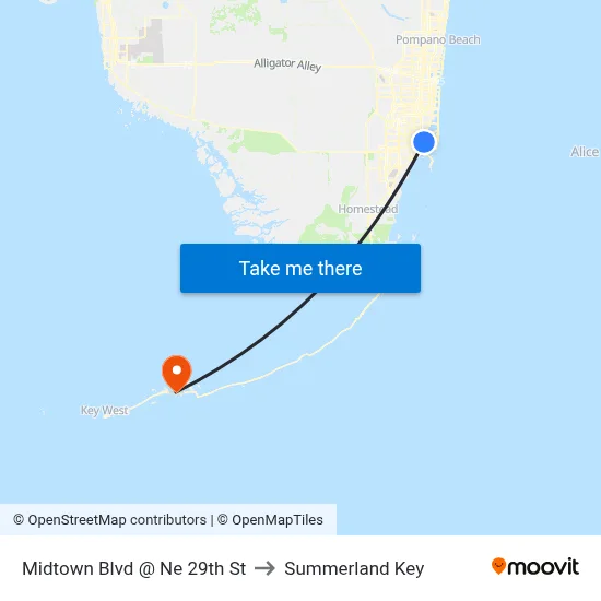 Midtown Blvd @ Ne 29th St to Summerland Key map