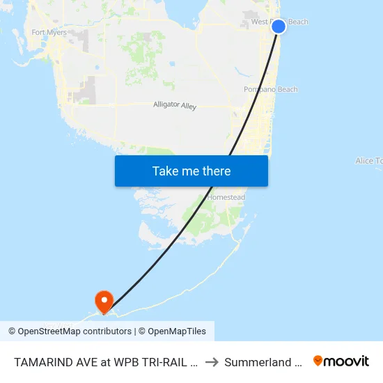 TAMARIND AVE at  WPB TRI-RAIL STN to Summerland Key map