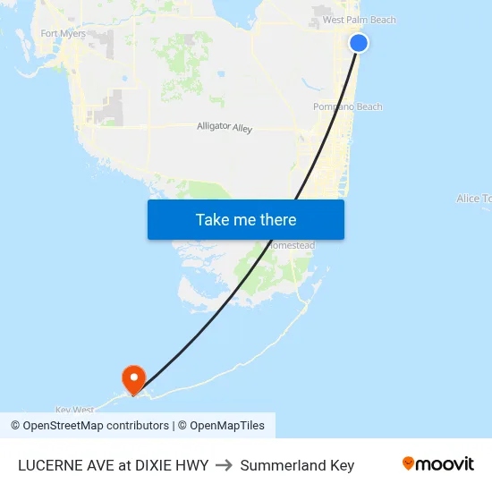 LUCERNE AVE at DIXIE HWY to Summerland Key map