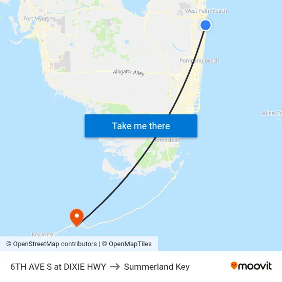 6TH AVE S at DIXIE HWY to Summerland Key map