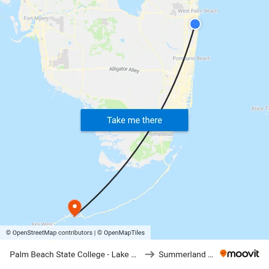 Palm Beach State College - Lake Worth to Summerland Key map