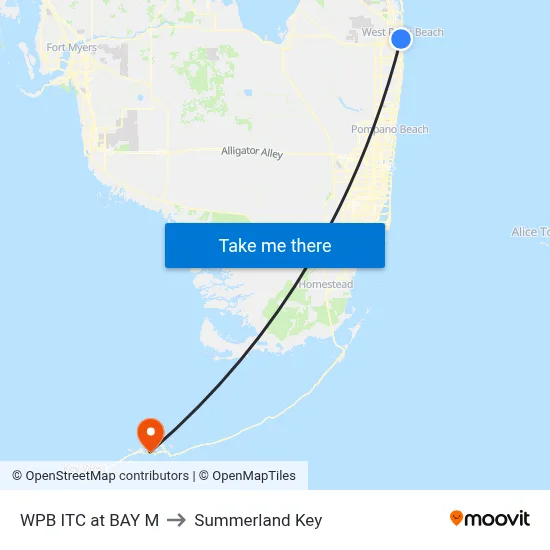 WPB ITC at BAY M to Summerland Key map