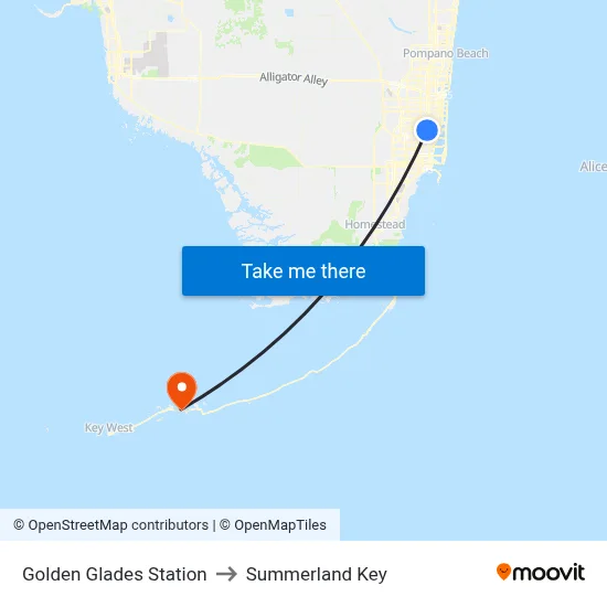 Golden Glades Station to Summerland Key map