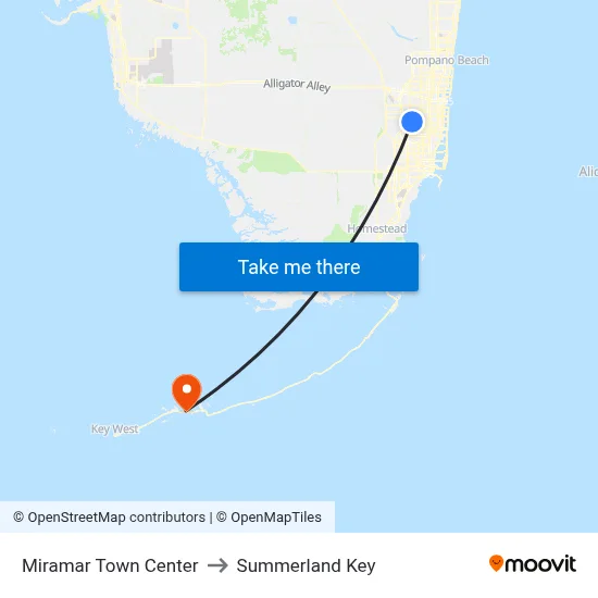 Miramar Town Center to Summerland Key map
