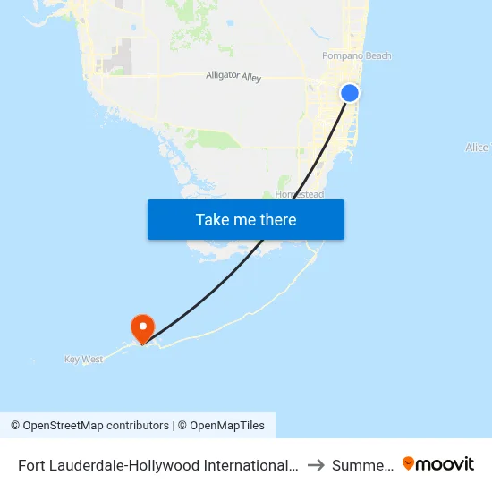 Fort Lauderdale-Hollywood International Airport Griffin Road/Tri-Rail Station to Summerland Key map