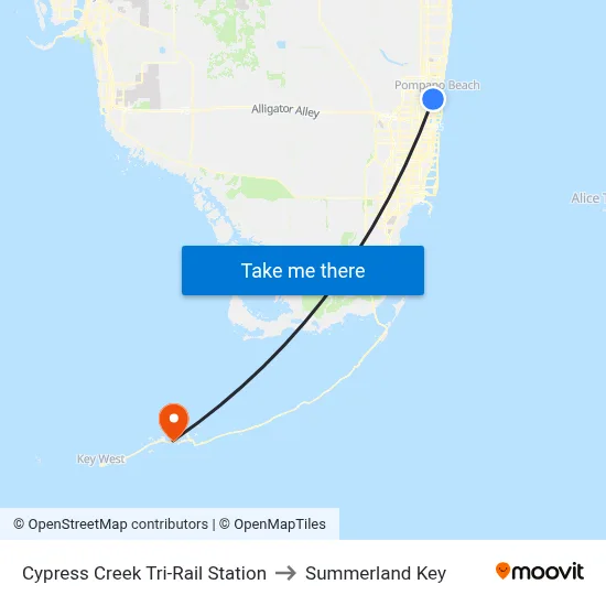 Cypress Creek Tri-Rail Station to Summerland Key map