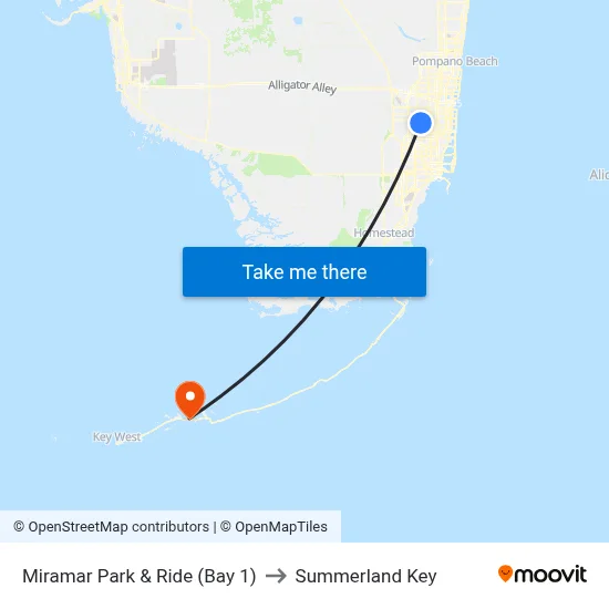 Miramar Park & Ride (Bay 1) to Summerland Key map