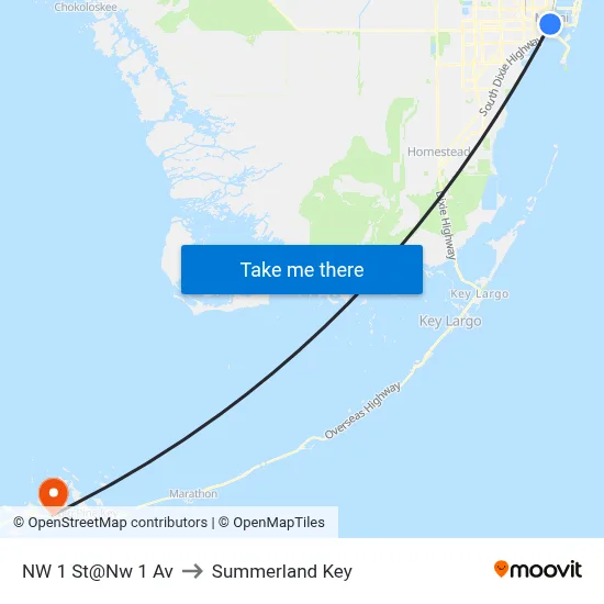 NW 1 St@Nw 1 Av to Summerland Key map