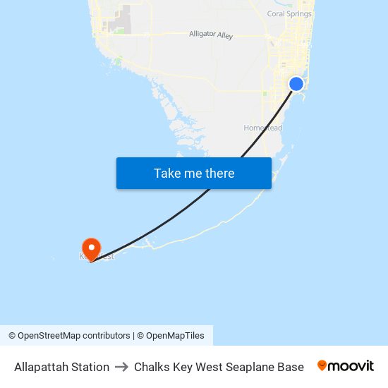 Allapattah Station to Chalks Key West Seaplane Base map