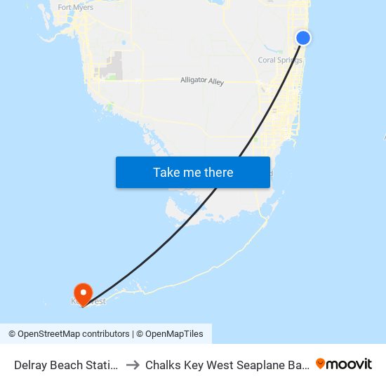 Delray Beach Station to Chalks Key West Seaplane Base map