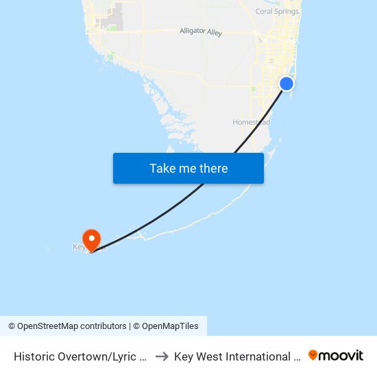 Historic Overtown/Lyric Theatre to Key West International Airport map