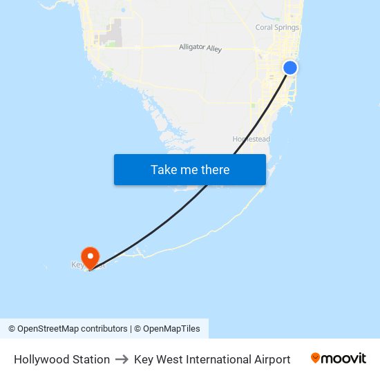 Hollywood Station to Key West International Airport map