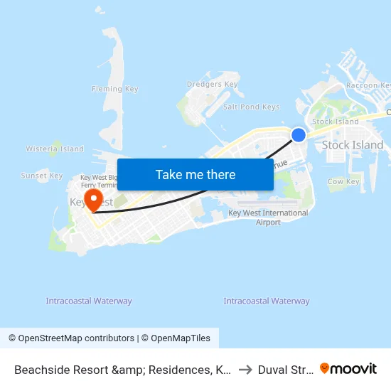 Beachside Resort &amp; Residences, Key West to Duval Street map