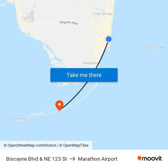 Biscayne Blvd & NE 123 St to Marathon Airport map