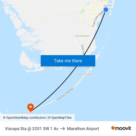 Vizcaya Sta @ 3201 SW 1 Av to Marathon Airport map